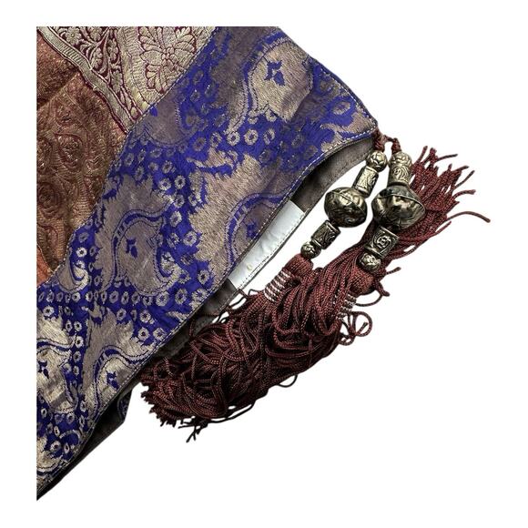 Pier 1 Imports Sari Throw Multicolor Patchwork Boho Indian Tapestry Blanket - Picture 7 of 12